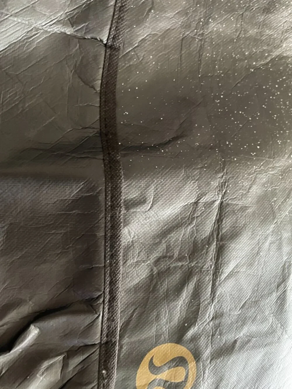Lululemon reusable tote bag featuring a black-and-silver glitter ombre finish
